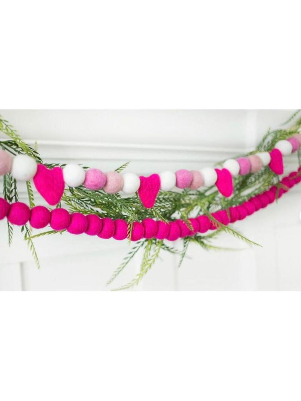 Hot Pink Felt Ball Garland String
